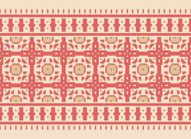 A Floral pixel art pattern on grey background.geometric ethnic oriental embroidery vector illustration. pixel style, abstract background, cross stitch.design for texture, fabric, cloth, scarf, print
