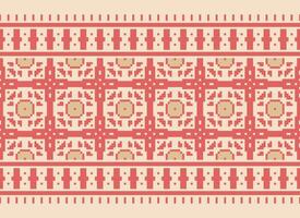 A Floral pixel art pattern on grey background.geometric ethnic oriental embroidery vector illustration. pixel style, abstract background, cross stitch.design for texture, fabric, cloth, scarf, print