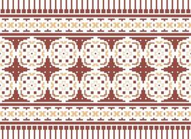 A Floral pixel art pattern on grey background.geometric ethnic oriental embroidery vector illustration. pixel style, abstract background, cross stitch.design for texture, fabric, cloth, scarf, print