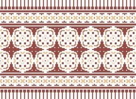 A Floral pixel art pattern on grey background.geometric ethnic oriental embroidery vector illustration. pixel style, abstract background, cross stitch.design for texture, fabric, cloth, scarf, print