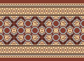 Geometric patterns of modern stylish texture. Borders in the form of a pixel ornament for embroidery, ceramic tiles and textile interior design elements. Seamless illustration vector