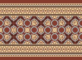 Geometric patterns of modern stylish texture. Borders in the form of a pixel ornament for embroidery, ceramic tiles and textile interior design elements. Seamless illustration vector