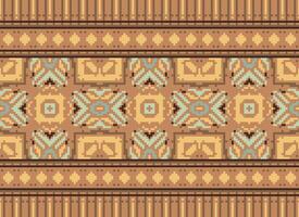 Ethnic geometric fabric pattern Cross Stitch.Ikat embroidery Ethnic oriental Pixel pattern blue background. Abstract,vector,illustration. Texture,clothing,frame,decoration,motifs,silk wallpaper. vector