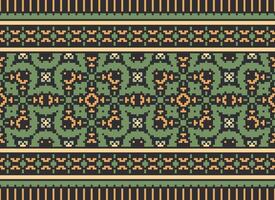 Pixel Ethnic pattern vector background. seamless pattern traditional, Design for background, wallpaper, Batik, fabric, carpet, clothing, wrapping, and textile.ethnic pattern Vector illustration.