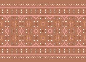 A Floral pixel art pattern on grey background.geometric ethnic oriental embroidery vector illustration. pixel style, abstract background, cross stitch.design for texture, fabric, cloth, scarf, print