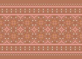 A Floral pixel art pattern on grey background.geometric ethnic oriental embroidery vector illustration. pixel style, abstract background, cross stitch.design for texture, fabric, cloth, scarf, print