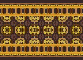 Pixel Cross Stitch pattern with Floral Designs. Traditional cross stitch needlework. Geometric Ethnic pattern, Embroidery, Textile ornamentation, fabric, Hand stitched pattern, pixel art. vector