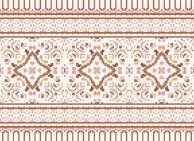 Ethnic geometric fabric pattern Cross Stitch.Ikat embroidery Ethnic oriental Pixel pattern blue background. Abstract,vector,illustration. Texture,clothing,frame,decoration,motifs,silk wallpaper. vector