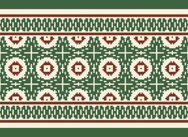 A Floral pixel art pattern on grey background.geometric ethnic oriental embroidery vector illustration. pixel style, abstract background, cross stitch.design for texture, fabric, cloth, scarf, print