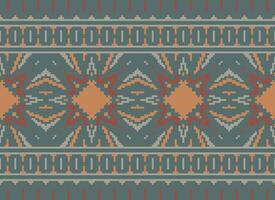 Pixel Ethnic pattern vector background. seamless pattern traditional, Design for background, wallpaper, Batik, fabric, carpet, clothing, wrapping, and textile.ethnic pattern Vector illustration.