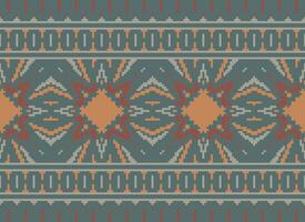 Pixel Ethnic pattern vector background. seamless pattern traditional, Design for background, wallpaper, Batik, fabric, carpet, clothing, wrapping, and textile.ethnic pattern Vector illustration.