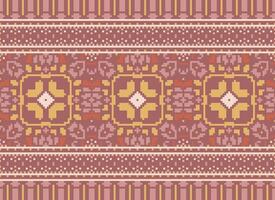 Pixel Ethnic pattern vector background. seamless pattern traditional, Design for background, wallpaper, Batik, fabric, carpet, clothing, wrapping, and textile.ethnic pattern Vector illustration.