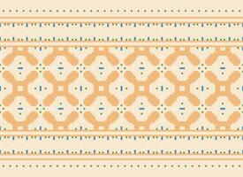 Cross Stitch Border. Embroidery Cross Stitch. Ethnic Patterns. Geometric Ethnic Indian pattern. Native Ethnic pattern.Texture Textile Fabric Clothing Knitwear print. Pixel Horizontal Seamless Vector. vector