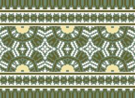 Pixel Ethnic pattern vector background. seamless pattern traditional, Design for background, wallpaper, Batik, fabric, carpet, clothing, wrapping, and textile.ethnic pattern Vector illustration.