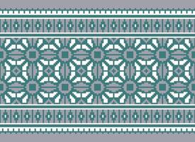 Ethnic geometric fabric pattern Cross Stitch.Ikat embroidery Ethnic oriental Pixel pattern blue background. Abstract,vector,illustration. Texture,clothing,frame,decoration,motifs,silk wallpaper. vector