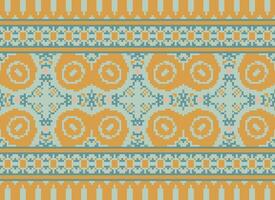 Pixel Ethnic pattern vector background. seamless pattern traditional, Design for background, wallpaper, Batik, fabric, carpet, clothing, wrapping, and textile.ethnic pattern Vector illustration.