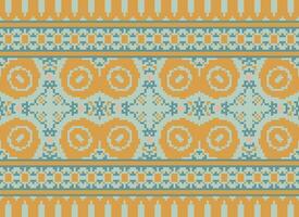 Pixel Ethnic pattern vector background. seamless pattern traditional, Design for background, wallpaper, Batik, fabric, carpet, clothing, wrapping, and textile.ethnic pattern Vector illustration.