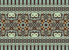 Cross Stitch Border. Embroidery Cross Stitch. Ethnic Patterns. Geometric Ethnic Indian pattern. Native Ethnic pattern.Texture Textile Fabric Clothing Knitwear print. Pixel Horizontal Seamless Vector. vector