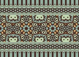 Cross Stitch Border. Embroidery Cross Stitch. Ethnic Patterns. Geometric Ethnic Indian pattern. Native Ethnic pattern.Texture Textile Fabric Clothing Knitwear print. Pixel Horizontal Seamless Vector. vector