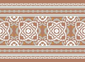 Pixel Ethnic pattern vector background. seamless pattern traditional, Design for background, wallpaper, Batik, fabric, carpet, clothing, wrapping, and textile.ethnic pattern Vector illustration.