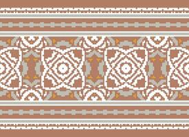 Pixel Ethnic pattern vector background. seamless pattern traditional, Design for background, wallpaper, Batik, fabric, carpet, clothing, wrapping, and textile.ethnic pattern Vector illustration.