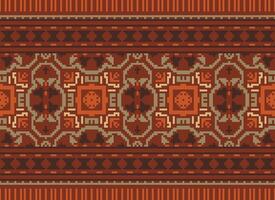 Pixel Ethnic pattern vector background. seamless pattern traditional, Design for background, wallpaper, Batik, fabric, carpet, clothing, wrapping, and textile.ethnic pattern Vector illustration.