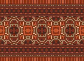 Pixel Ethnic pattern vector background. seamless pattern traditional, Design for background, wallpaper, Batik, fabric, carpet, clothing, wrapping, and textile.ethnic pattern Vector illustration.