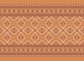 A Floral pixel art pattern on grey background.geometric ethnic oriental embroidery vector illustration. pixel style, abstract background, cross stitch.design for texture, fabric, cloth, scarf, print