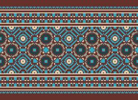 Geometric patterns of modern stylish texture. Borders in the form of a pixel ornament for embroidery, ceramic tiles and textile interior design elements. Seamless illustration vector