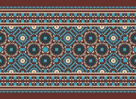 Geometric patterns of modern stylish texture. Borders in the form of a pixel ornament for embroidery, ceramic tiles and textile interior design elements. Seamless illustration vector