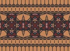 Pixel Ethnic pattern vector background. seamless pattern traditional, Design for background, wallpaper, Batik, fabric, carpet, clothing, wrapping, and textile.ethnic pattern Vector illustration.