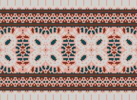 Pixel Ethnic pattern vector background. seamless pattern traditional, Design for background, wallpaper, Batik, fabric, carpet, clothing, wrapping, and textile.ethnic pattern Vector illustration.