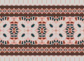 Pixel Ethnic pattern vector background. seamless pattern traditional, Design for background, wallpaper, Batik, fabric, carpet, clothing, wrapping, and textile.ethnic pattern Vector illustration.