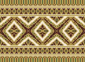 Pixel Embroidery ethnic pattern, Vector Geometric ornate background, Cross stitch retro zigzag style, pattern knitting continuous, Design for textile, fabric, ceramic, digital print