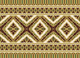 Pixel Embroidery ethnic pattern, Vector Geometric ornate background, Cross stitch retro zigzag style, pattern knitting continuous, Design for textile, fabric, ceramic, digital print