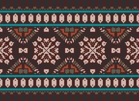 Pixel Ethnic pattern vector background. seamless pattern traditional, Design for background, wallpaper, Batik, fabric, carpet, clothing, wrapping, and textile.ethnic pattern Vector illustration.
