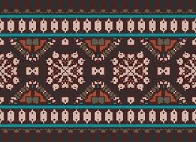 Pixel Ethnic pattern vector background. seamless pattern traditional, Design for background, wallpaper, Batik, fabric, carpet, clothing, wrapping, and textile.ethnic pattern Vector illustration.