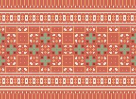 Pixel Ethnic pattern vector background. seamless pattern traditional, Design for background, wallpaper, Batik, fabric, carpet, clothing, wrapping, and textile.ethnic pattern Vector illustration.