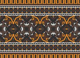 Cross Stitch pattern with Floral Designs. Traditional cross stitch needlework. Geometric Ethnic pattern, Embroidery, Textile ornamentation, fabric, Hand stitched pattern, Cultural stitching pixel art. vector