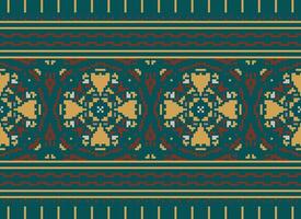 Pixel Embroidery ethnic pattern, Vector Geometric ornate background, Cross stitch retro zigzag style, pattern knitting continuous, Design for textile, fabric, ceramic, digital print