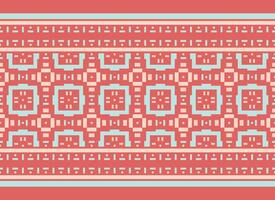 A Floral pixel art pattern on grey background.geometric ethnic oriental embroidery vector illustration. pixel style, abstract background, cross stitch.design for texture, fabric, cloth, scarf, print