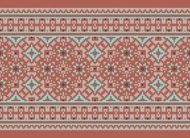 Geometric patterns of modern stylish texture. Borders in the form of a pixel ornament for embroidery, ceramic tiles and textile interior design elements. Seamless illustration vector