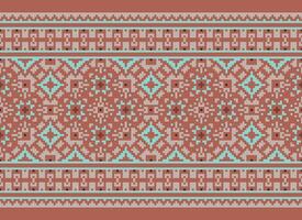 Geometric patterns of modern stylish texture. Borders in the form of a pixel ornament for embroidery, ceramic tiles and textile interior design elements. Seamless illustration vector