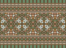 Pixel Embroidery ethnic pattern, Vector Geometric ornate background, Cross stitch retro zigzag style, pattern knitting continuous, Design for textile, fabric, ceramic, digital print