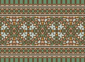 Pixel Embroidery ethnic pattern, Vector Geometric ornate background, Cross stitch retro zigzag style, pattern knitting continuous, Design for textile, fabric, ceramic, digital print