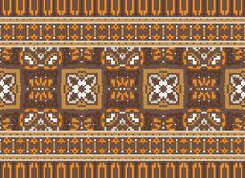 Cross Stitch pattern with Floral Designs. Traditional cross stitch needlework. Geometric Ethnic pattern, Embroidery, Textile ornamentation, fabric, Hand stitched pattern, Cultural stitching pixel art. vector