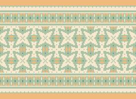 Pixel Embroidery ethnic pattern, Vector Geometric ornate background, Cross stitch retro zigzag style, pattern knitting continuous, Design for textile, fabric, ceramic, digital print