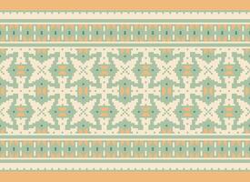 Pixel Embroidery ethnic pattern, Vector Geometric ornate background, Cross stitch retro zigzag style, pattern knitting continuous, Design for textile, fabric, ceramic, digital print