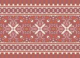 Pixel Ethnic pattern vector background. seamless pattern traditional, Design for background, wallpaper, Batik, fabric, carpet, clothing, wrapping, and textile.ethnic pattern Vector illustration.