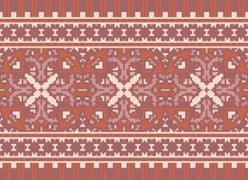 Pixel Ethnic pattern vector background. seamless pattern traditional, Design for background, wallpaper, Batik, fabric, carpet, clothing, wrapping, and textile.ethnic pattern Vector illustration.